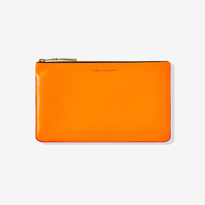 CDG Wallet - Super Fluo Zip Pouch - (Light Orange/Pink SA5100SF)