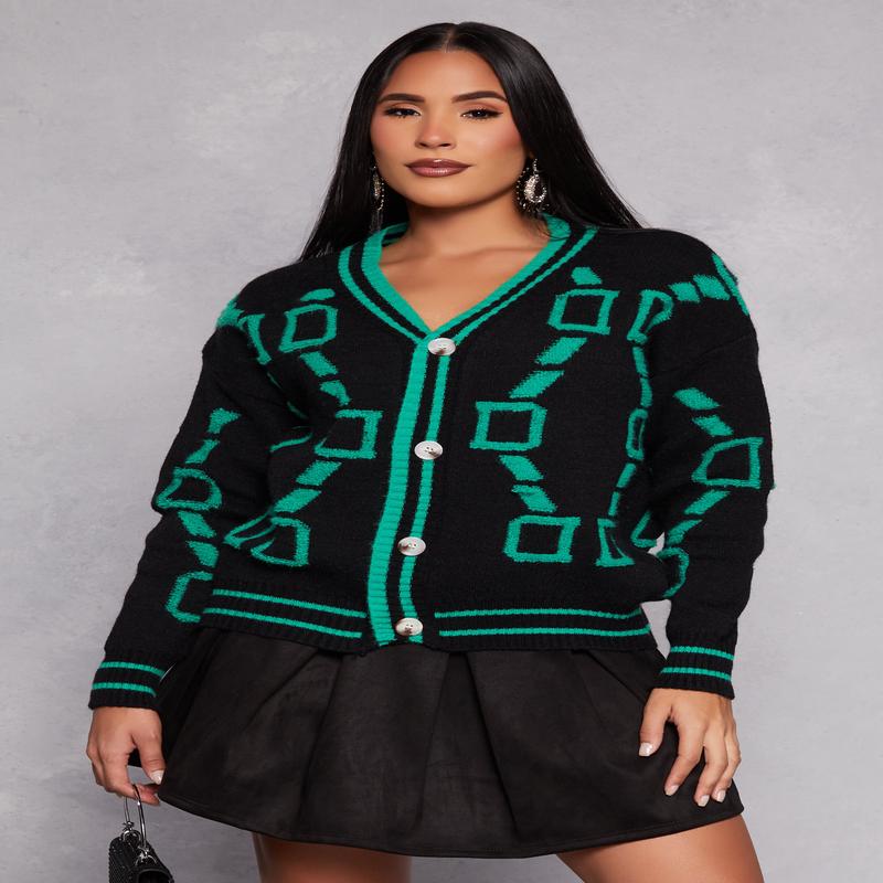 Daisy Geometric Print Cardigan