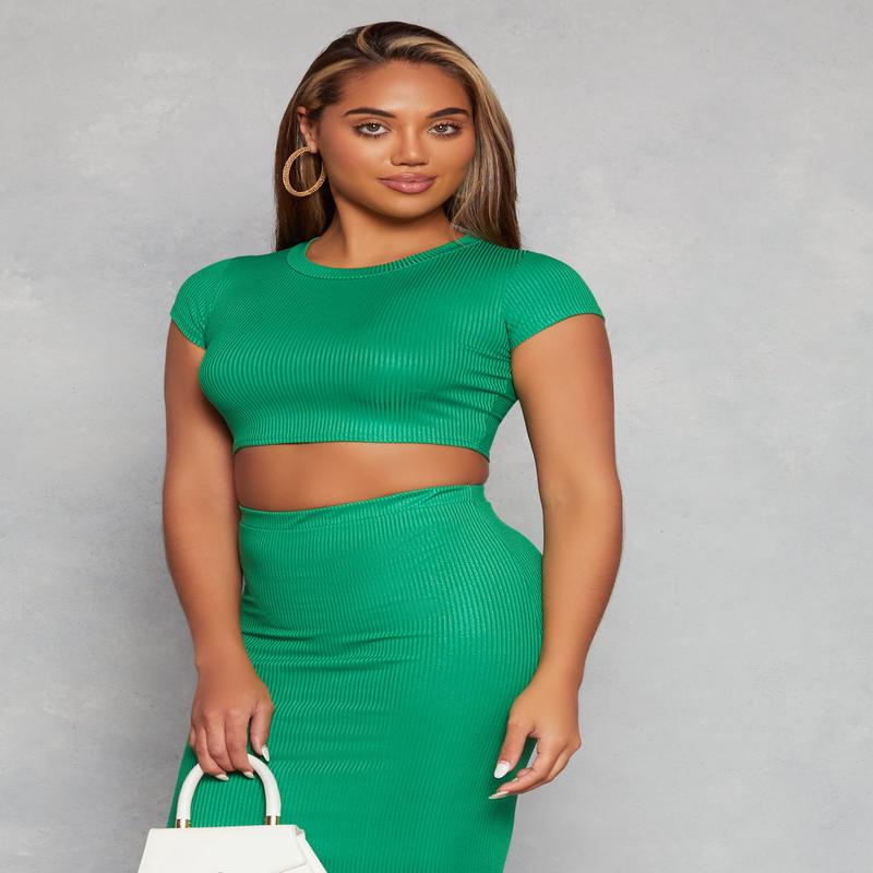 Lurex Ribbed Knit Crop Top