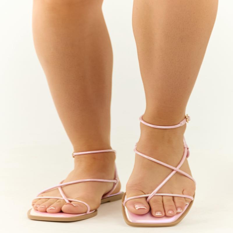 Carnation Metallic Strappy Flat Sandals