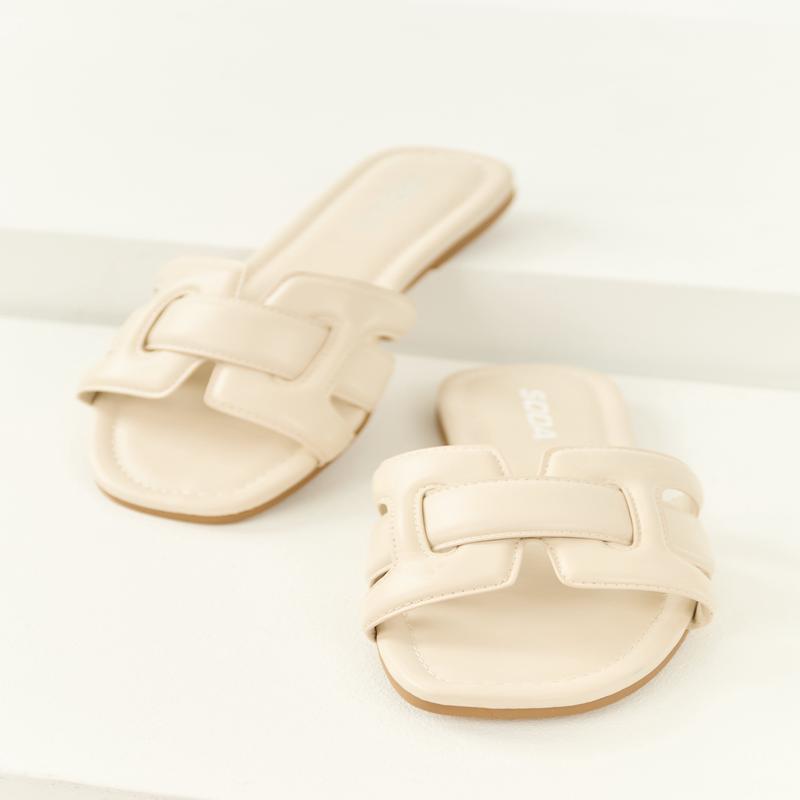 Coconut Interlaced Faux Leather Strap Sandals