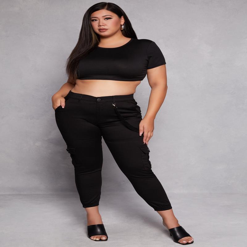 Plus Size VIP Twill Cargo Pocket Joggers