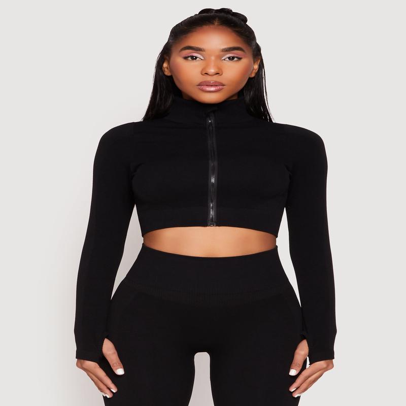 Compression Rib Mock Neck Track Jacket