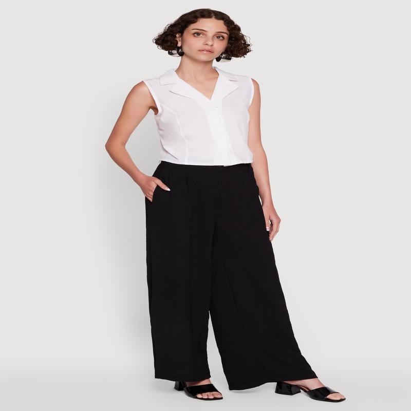 Trendy High Waisted Wide-Leg Palazzo Pants