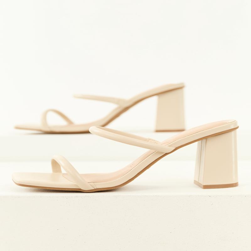 Vanilla Dainty Double Strap Open Toe Block Heels