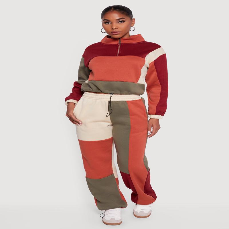 Color Block Pull On Sweatpants