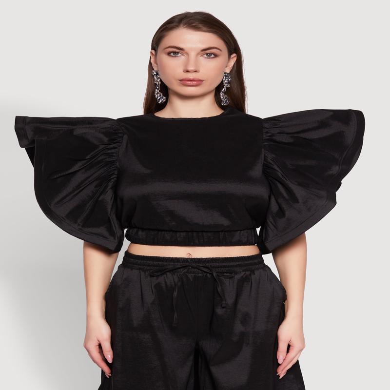 Flutter Sleeve Crop Top