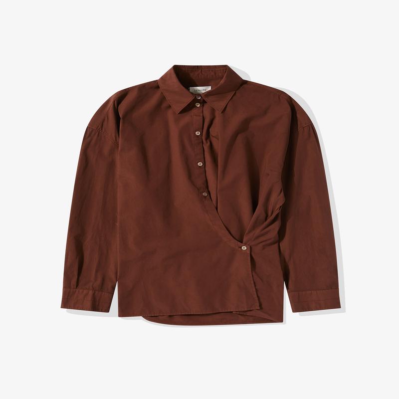 Lemaire - Womens Straight Collar Twisted Shirt - (Cocoa Bean)