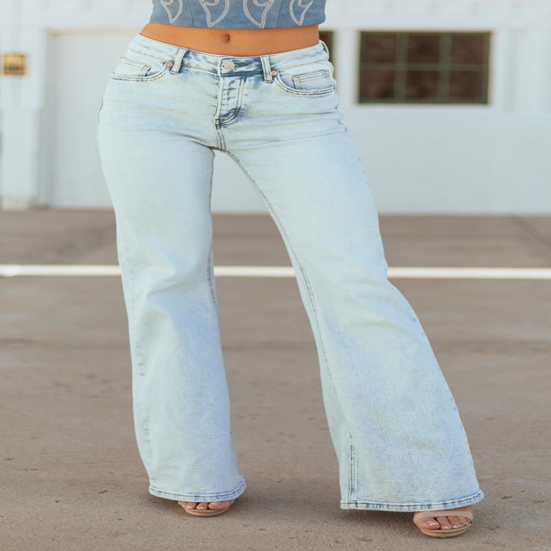 Mica Denim Light Wash Flare Leg Stretchy Jeans