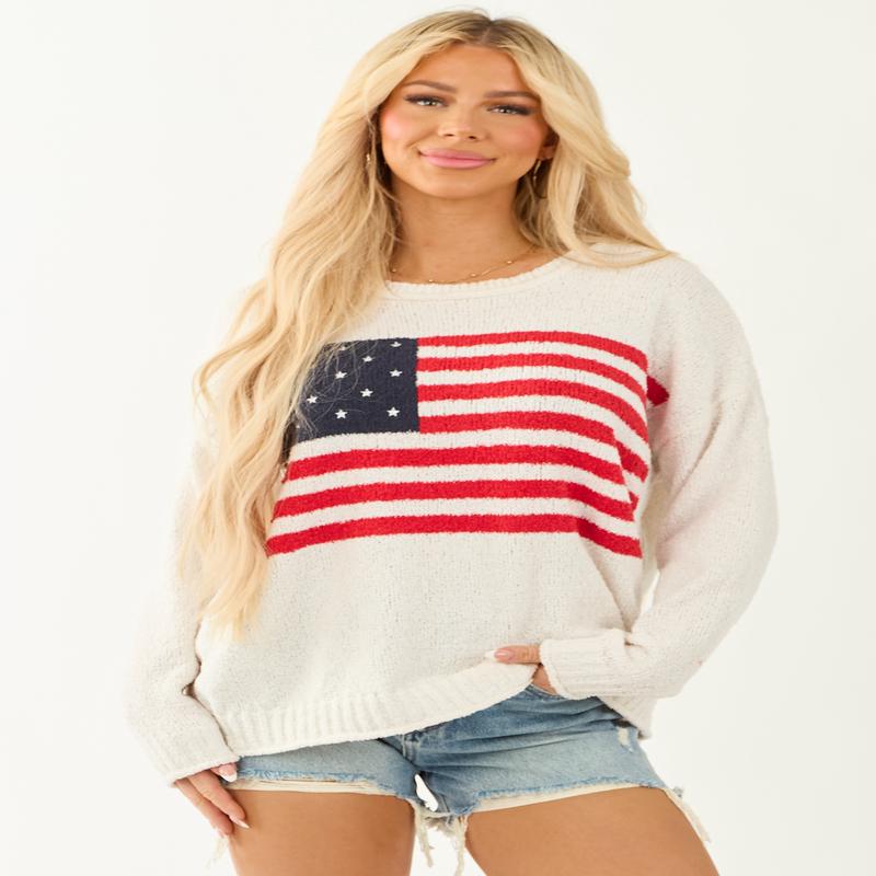 Off White Americana USA Lightweight Sweater Top