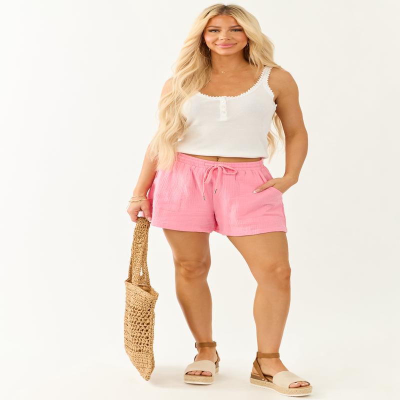 Punch Cotton Gauze Woven Flowy Shorts