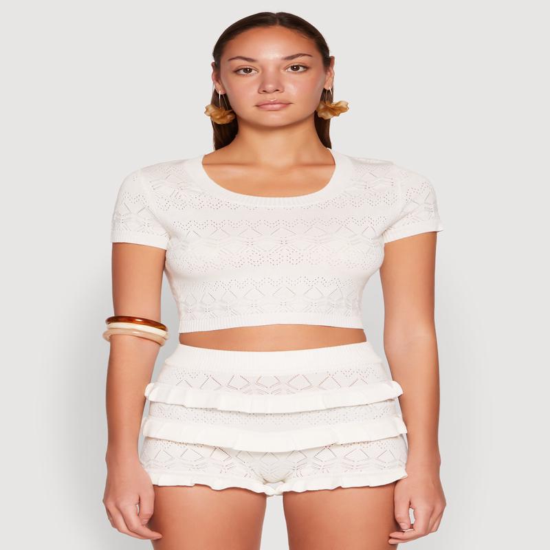 Almost Famous Pointelle Knit Crop Top