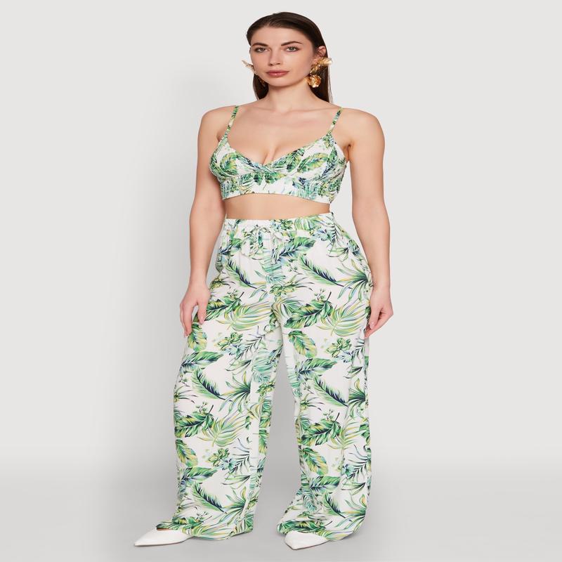 Almost Famous Tropical Print Palazzo Pants