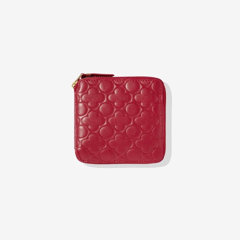 CDG Wallet - Colour Embossed B Full Zip Around Wallet - (Red SA210ECB)