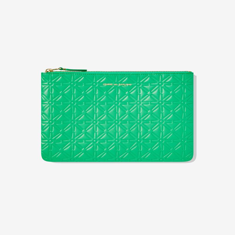 CDG Wallet - Embossed A Zip Pouch - (Green SA510EA)
