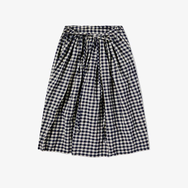 Daniela Gregis - Womens Gathered Gingham Skirt - (Navy/White)