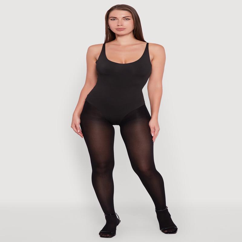 Sleeveless Scoop Neck Thong Bodysuit