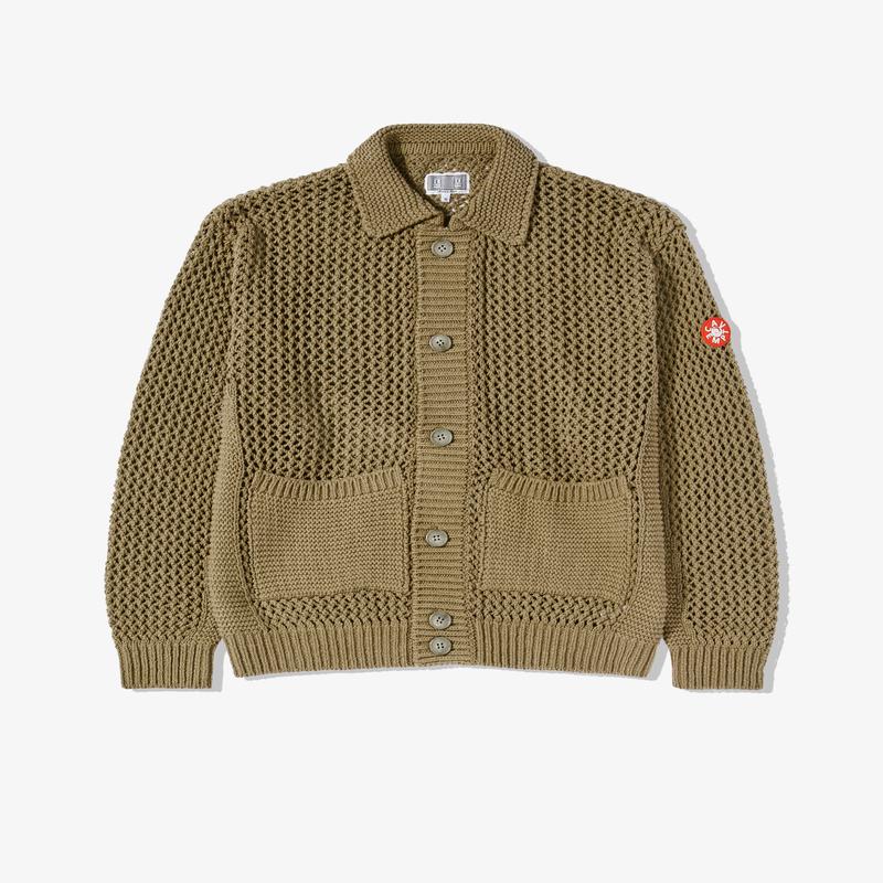 Cav Empt - Mens Collared Mesh Knit Cardigan - (Brown)