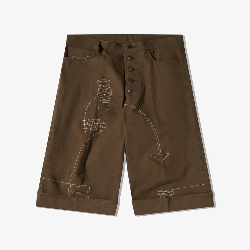 Christopher Nemeth - Mens Embroidered Trousers - (Khaki)
