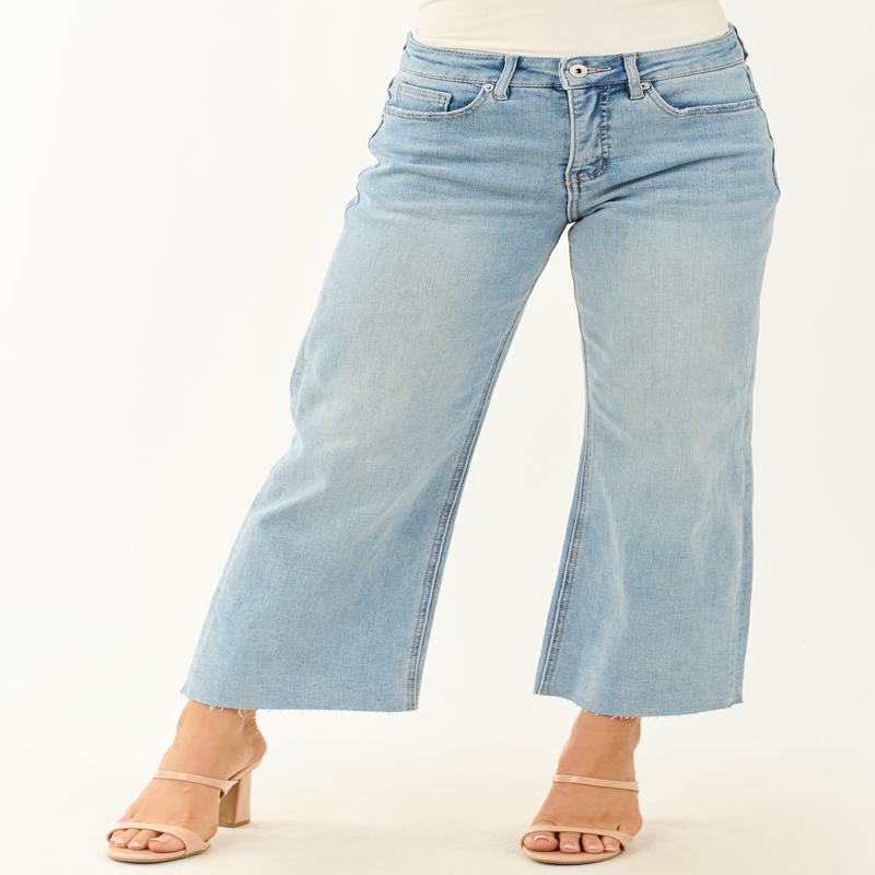 Mica Denim Medium Cropped Stretchy Wide Leg Jeans