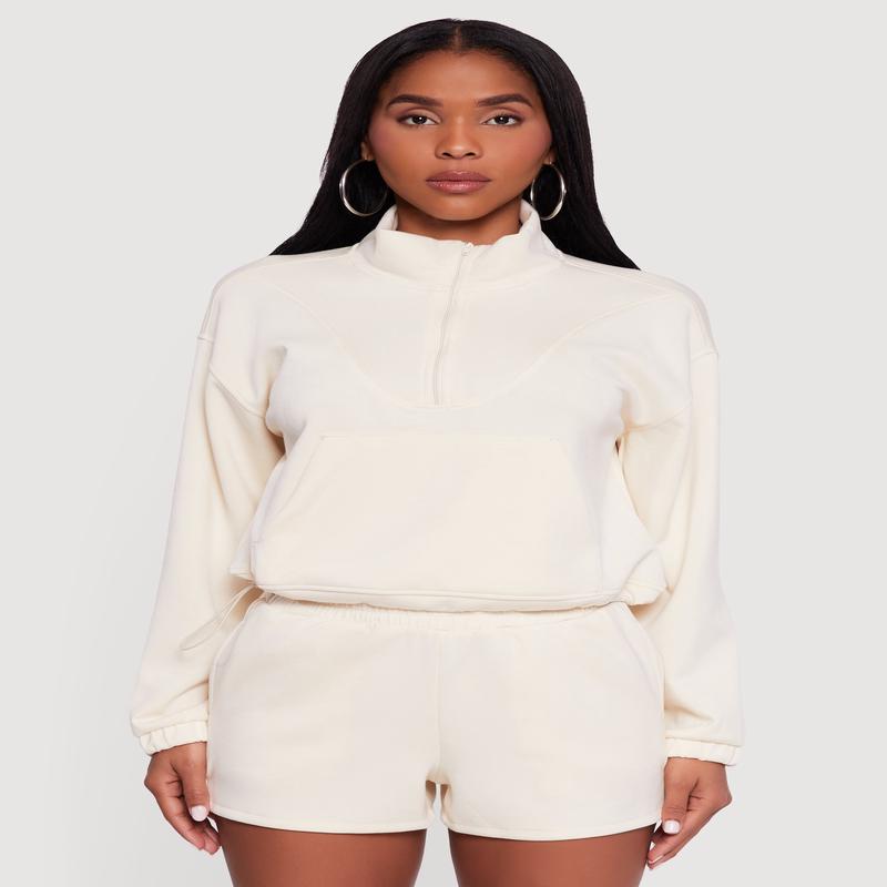 Mock Neck Quarter Zip Pullover Sweatshirt