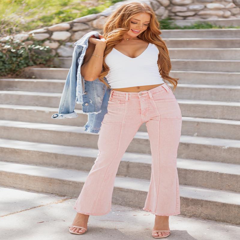 Saige Cherry Blossom Tummy Control Stretchy Flare Jeans