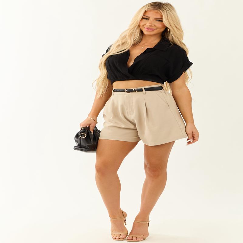She+Sky Sand Elastic Waistband Shorts