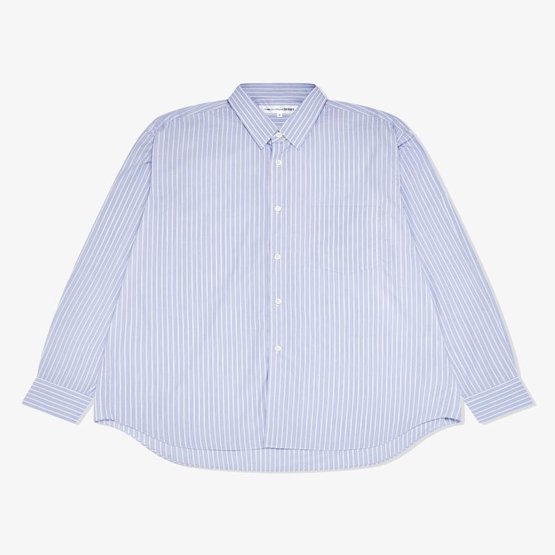 CDG Shirt Forever - Wide Fit Cotton Shirt - (Blue Contrast Stripe)