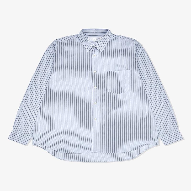 CDG Shirt Forever - Wide Fit Cotton Shirt - (Blue Stripe)