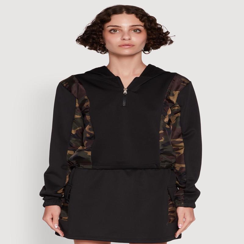 Color Block Quarter Zip Hoodie