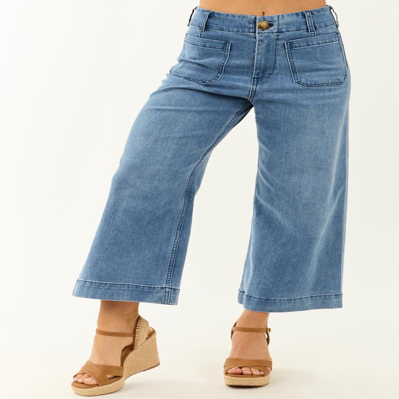 Medium Wash High Rise Ankle Length Straight Leg Jeans