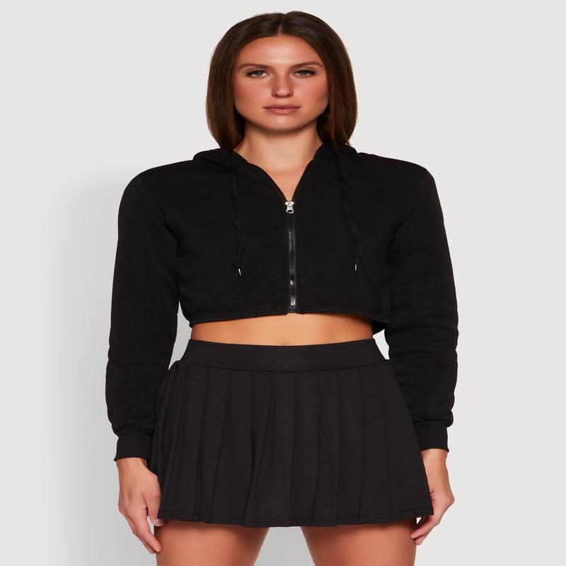 Zip Front Cropped Hoodie