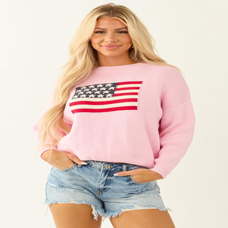 Carnation American Flag Cotton Knit Sweater