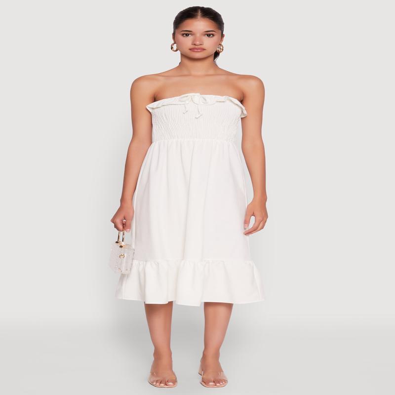 Chic Smocked and Ruffle Tiered Peasant Dress