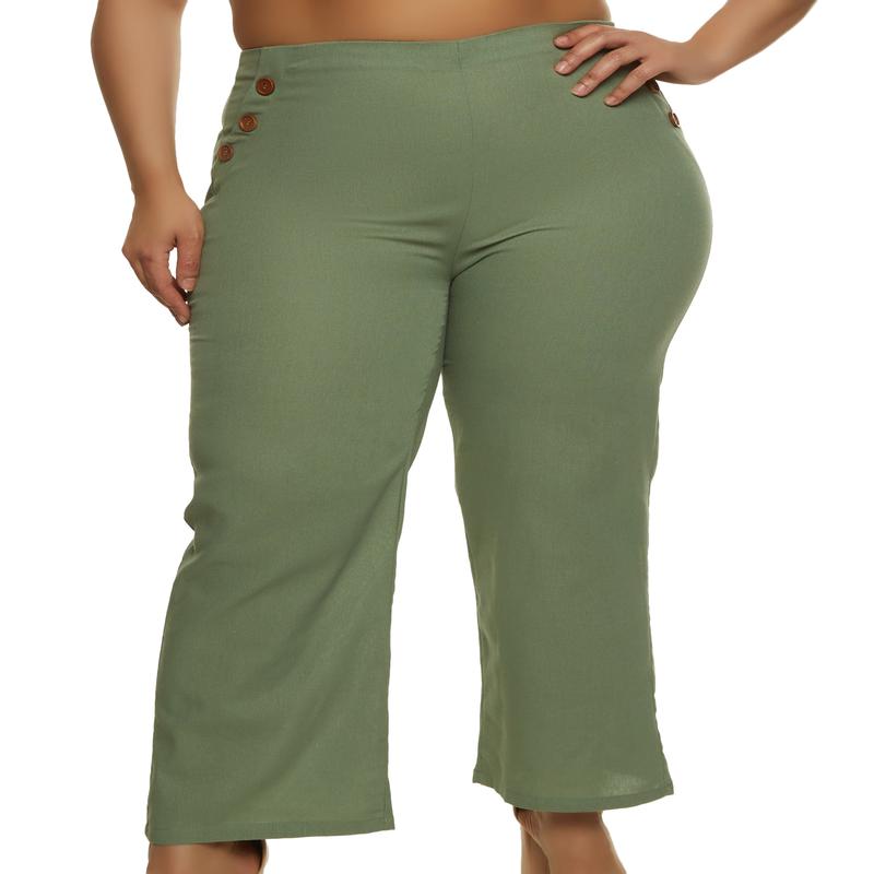 Plus Size Linen Sailor Pants