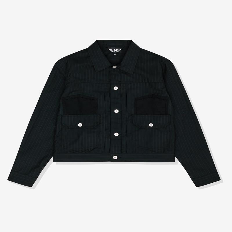 Black Comme des Garons - Unisex Pinstripe Trucker Shirt - (Black/White)