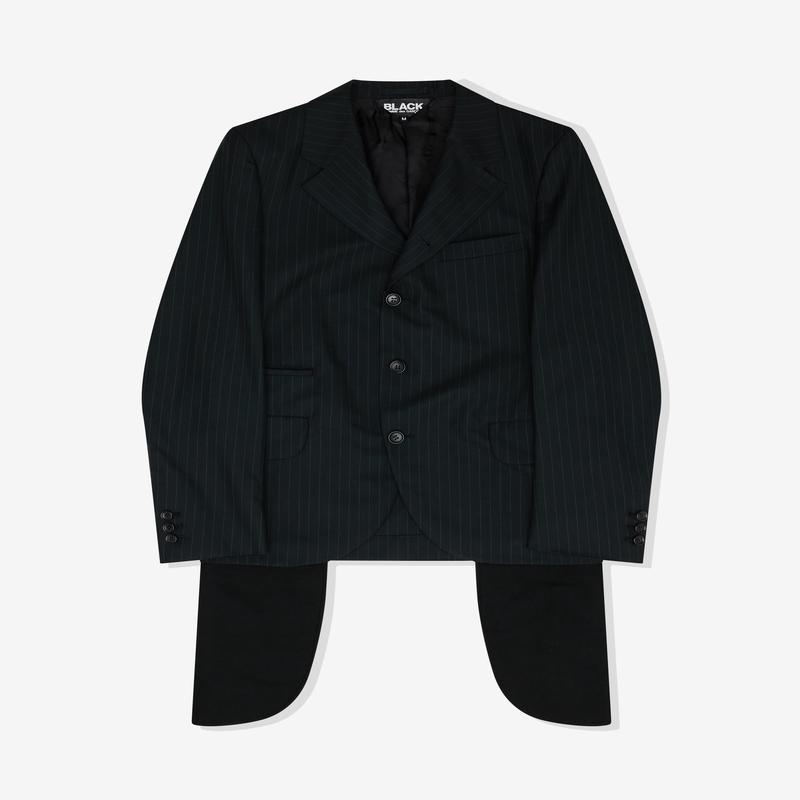 Black Comme des Garons - Unisex Wool Pinstripe Pocket Bag Jacket - (Black/White)