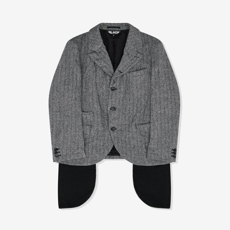 Black Comme des Garons - Unisex Wool Tweed Herringbone - (Black/White)
