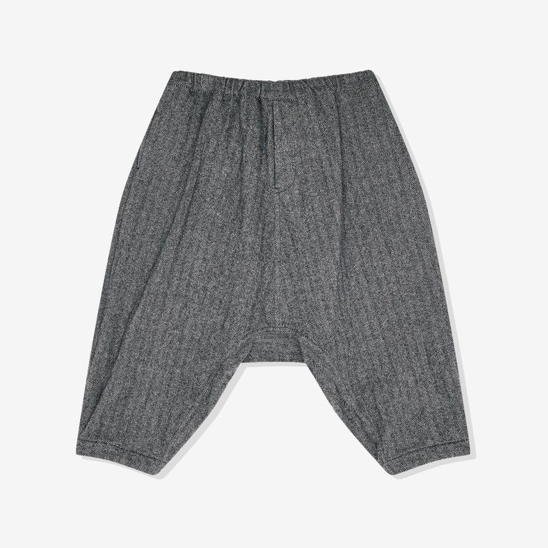 Black Comme des Garons - Unisex Wool Tweed Herringbone Trousers - (Black/White)
