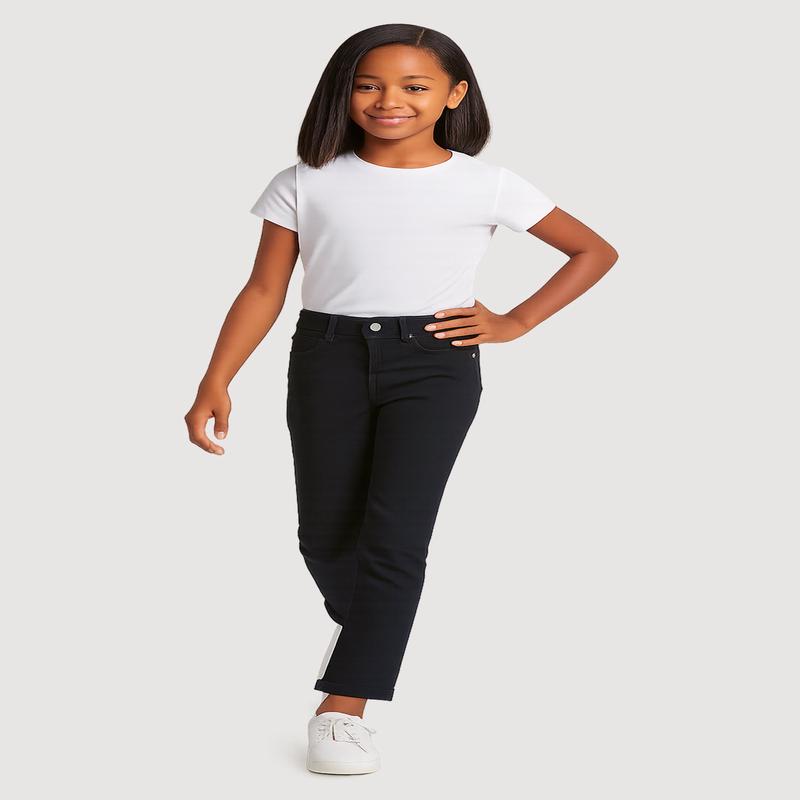 Girls Solid Hyperstrech Straight Leg Pants
