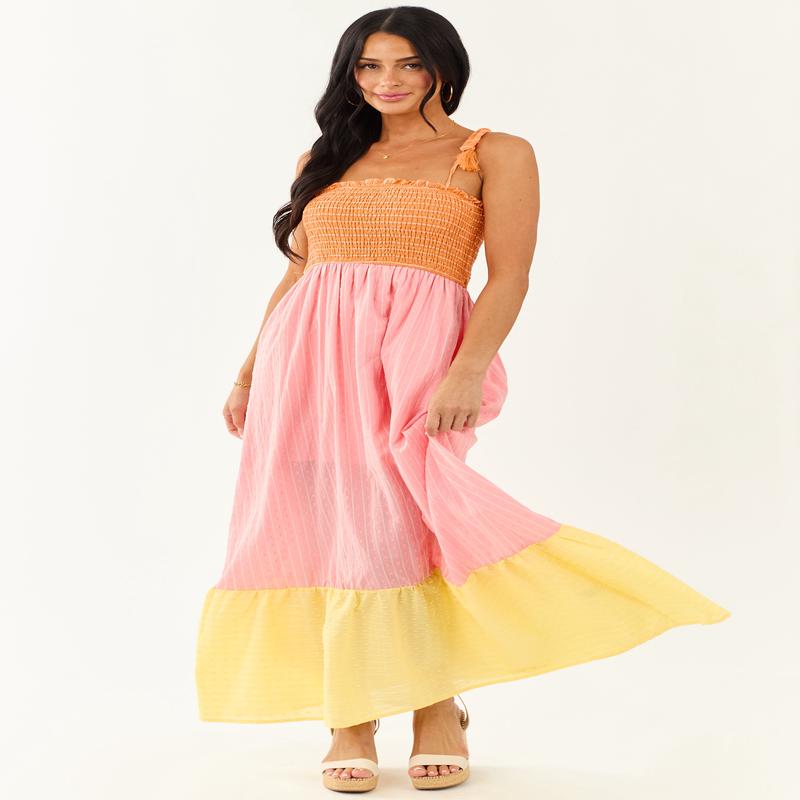 Lovelo Baby Pink Swiss Dot Cotton Maxi Dress