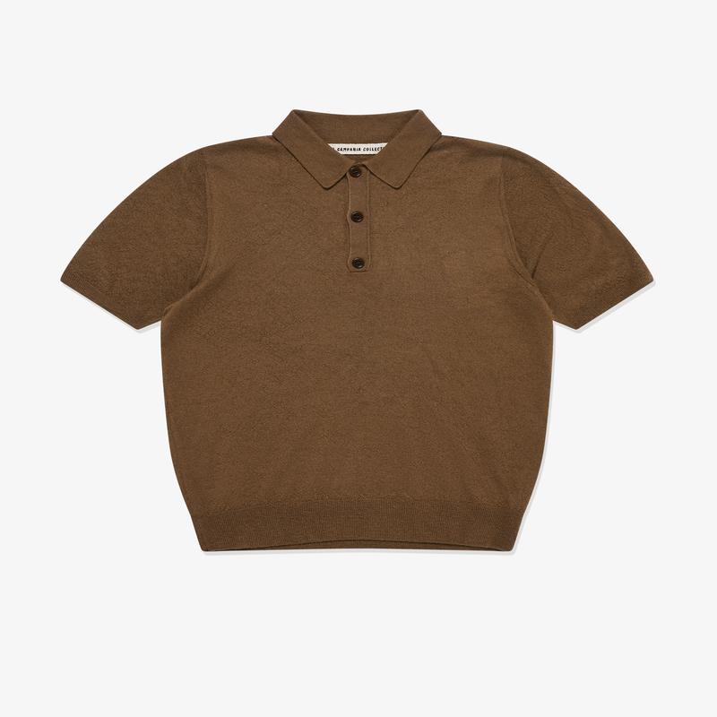 Meta Campania Collective - Mens Joel Felted Cashmere Knit Polo - (Mink)