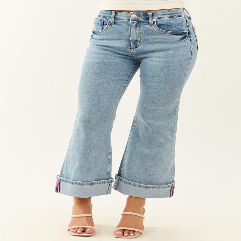 Saige Light Tummy Control Stretchy Flare Cuffed Jeans