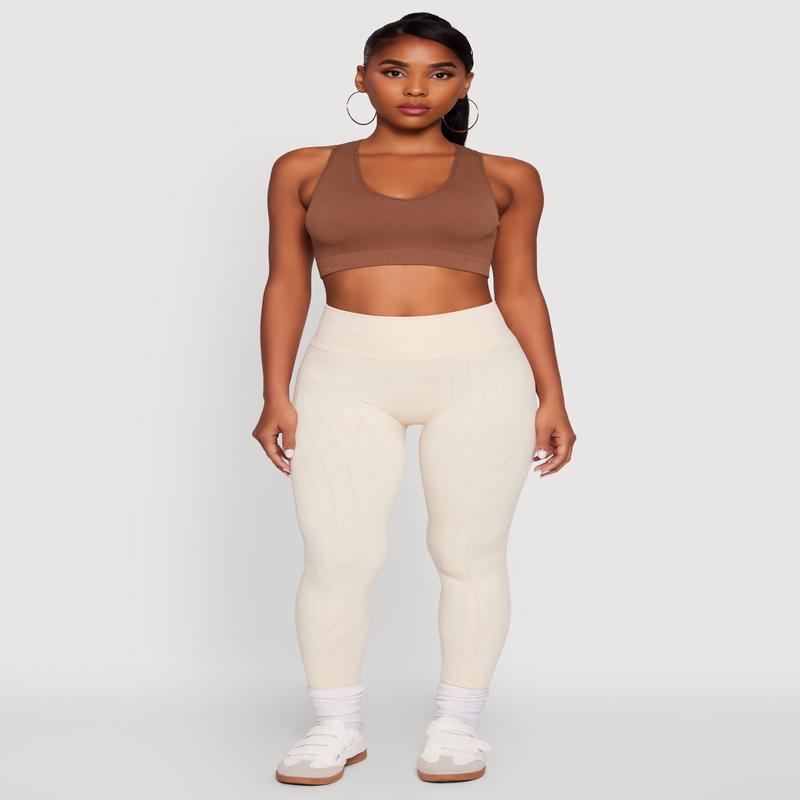 Textured Knit Fleece Lined Leggings