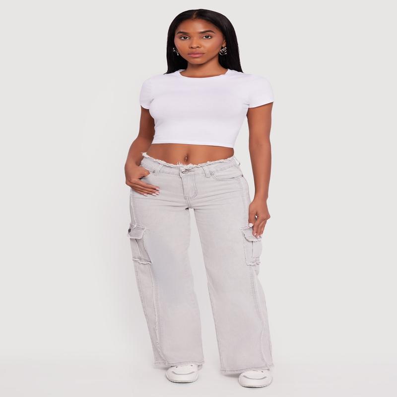 VIP Mineral Wash Frayed Cargo Jeans