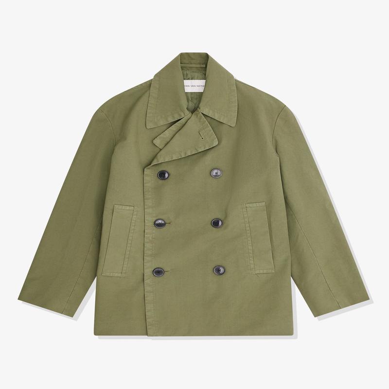 Dries Van Noten - Mens Short Double Breasted Coat - (Khaki)