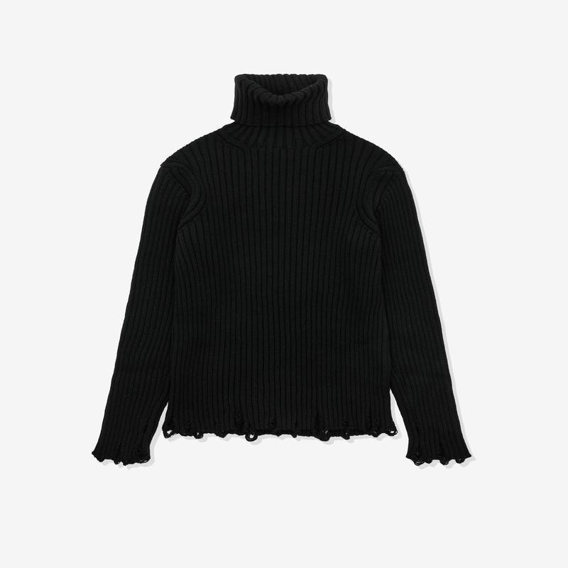 Junya Watanabe MAN - Mens Raw Edge Turtle Neck Sweater - (Black)