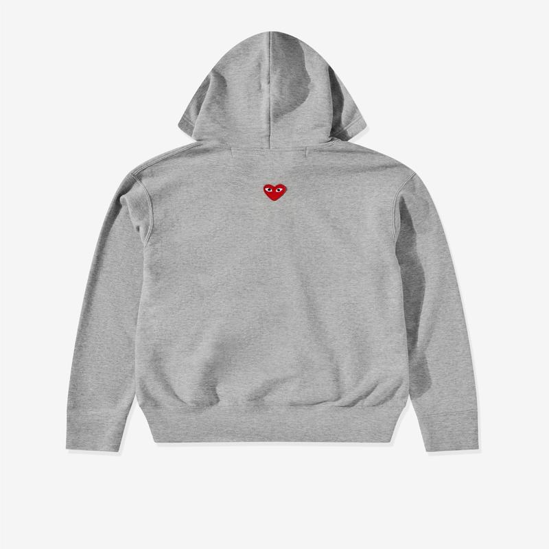 Play - Unisex Reverse Red Heart Zip Hooded Sweatshirt - (Grey)
