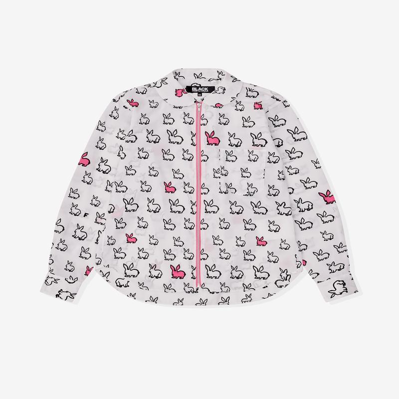 Black Comme des Garons - Filip Pagowski Rabbit Print Zip Shirt - (White)