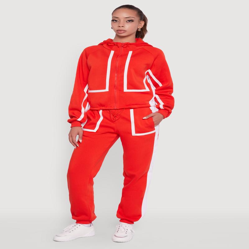 Contrast Trim Toggle Drawstring Waist Sweatpants